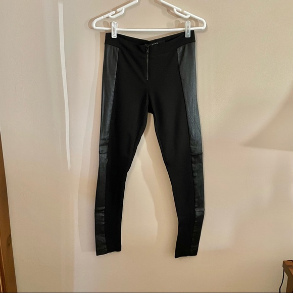 ❤️SOLD❤️ ALICE + OLIVIA BLACK LAMBSKIN LEATHER SIDE PANEL LEGGING BLACK SZ 6 - Picture 3 of 11